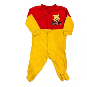 NWOT Vintage Disney Winnie the Pooh Footie Outfit Red and Yellow Size Newborn